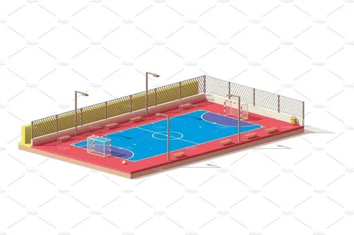 矢量低聚街头足球场图标Vector low poly futsal court