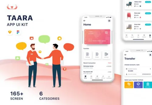 整套电子银行电商模块电子钱包等移动APP应用程序界面设计UI工具包 Taara
