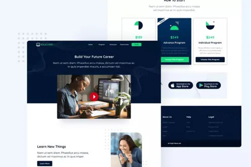 在线课程网课 – 网页 UI 着陆页模板下载（SKETCH,FIG）