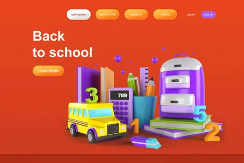 开学返校3D着陆页模板（PSD）