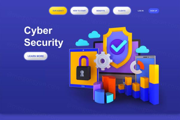 网络安全3D插图着陆页模板（PSD）