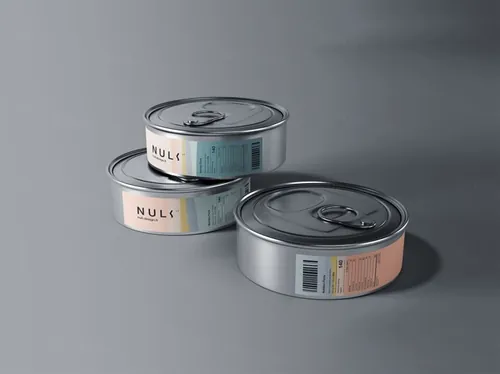 锡纸罐头食品品牌包装设计贴图展示样机PSD模板 Food T