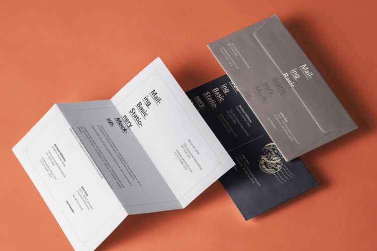 基本邮件文具模型样机 Basic Mailing Stationery Mockup