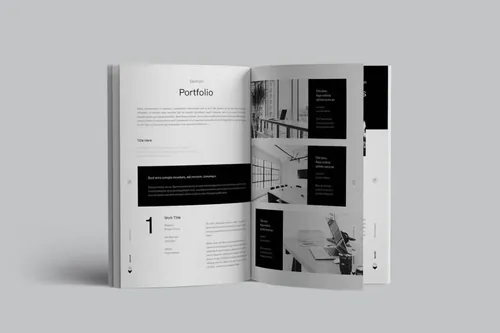 indesign 绿色版-indesign排版模板黑白配色的高端时尚的企业简介画册楼书品牌