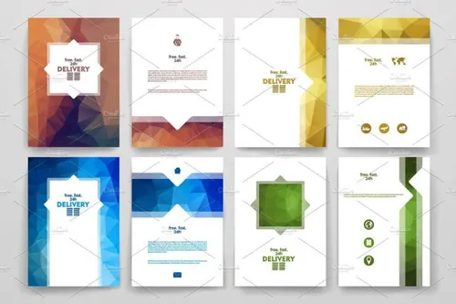 indesign目录线-indesign排版模板多边形画册套装 Set of del