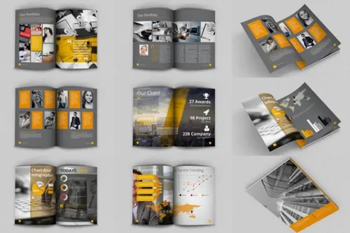 indesign pdf-indesign排版模板A4尺寸企业多用途手册设计