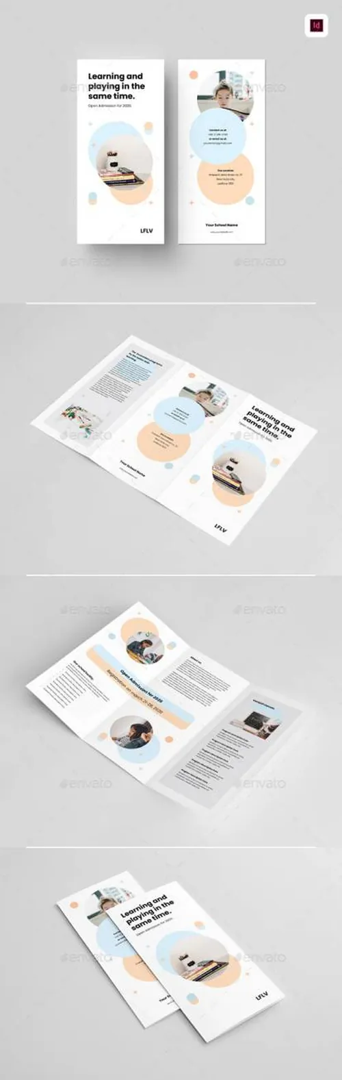 indesign教程pdf-indesign排版模板三折页学校手册广告小册子