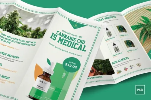 indesign破解-indesign排版模板植物精华类产品设计展示三折页