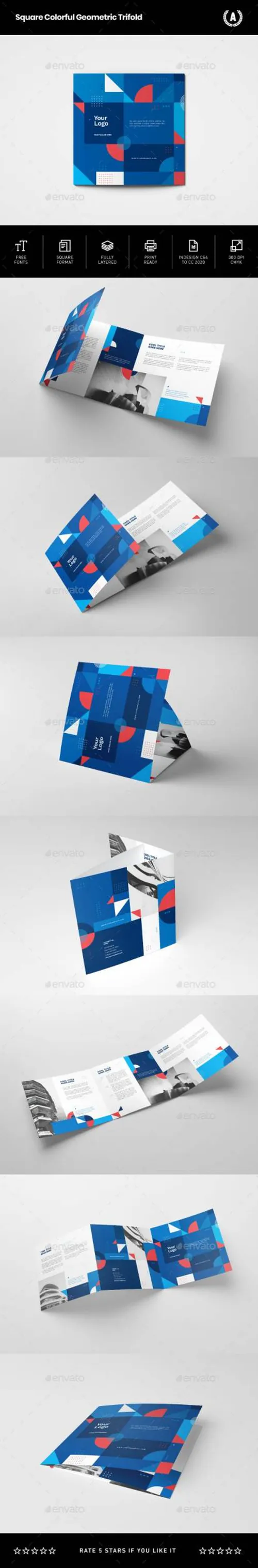 indesign常用-indesign排版模板方形三折页企业册设计