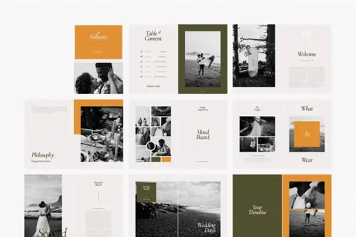 indesign排版画册-indesign排版模板高端时尚的婚礼纪念册婚礼相册杂志设计模