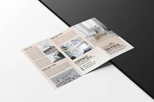 indesign页码设置-indesign排版模板三折页室内设计小册子PSD