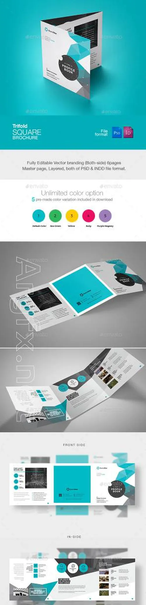 indesign对齐-indesign排版模板方形三折页企业小册子