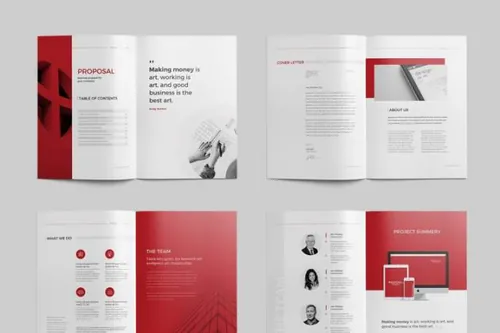 indesign版式设计-indesign排版模板极简主义的商业提案计划书手册