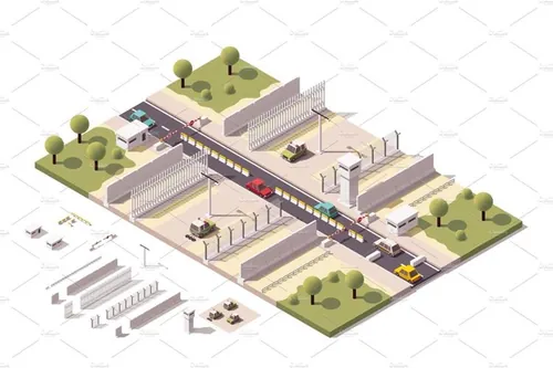 矢量安全设备图标Vector isometric border checkpoint