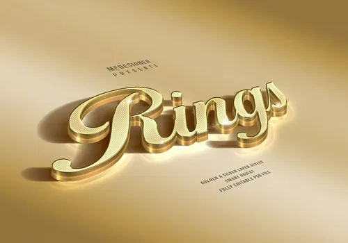 3D黄金和白银质感字体设计PSD模版 3D Golden