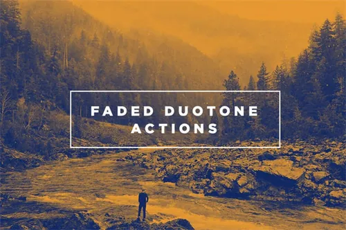 复古双色调照片滤镜特效PS动作素材 Faded Duotone Pho
