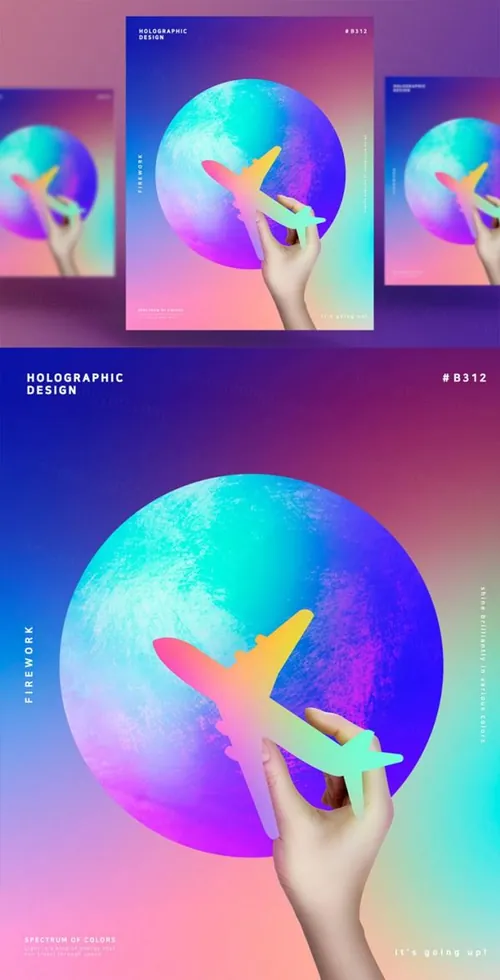 蒸汽波星球渐变炫酷海报PSD模板Steam wave tapered Poster