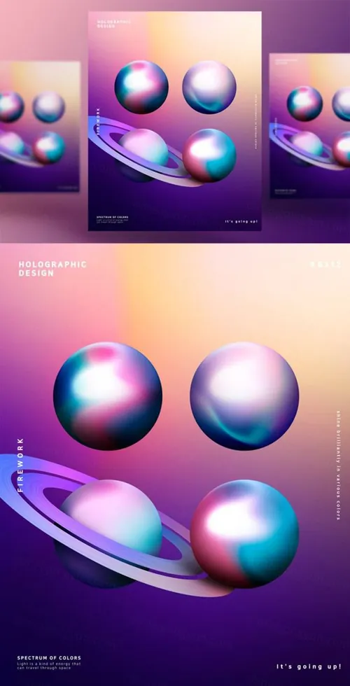 蒸汽波球形渐变炫酷海报PSD模板Steam wave tapered Poster