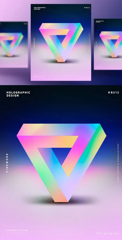 蒸汽波三角渐变炫酷海报PSD模板Steam wave tapered Poster