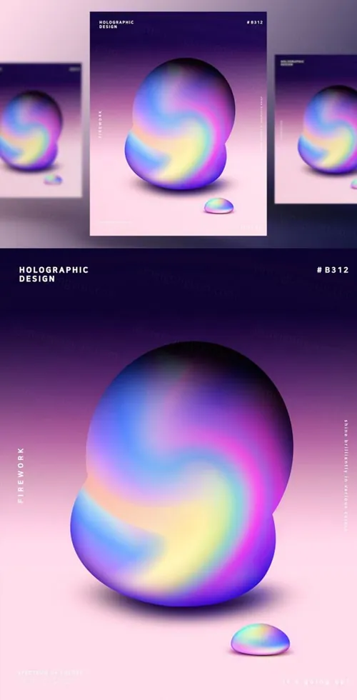 蒸汽波渐变炫酷海报PSD模板Steam wave tapered Poster