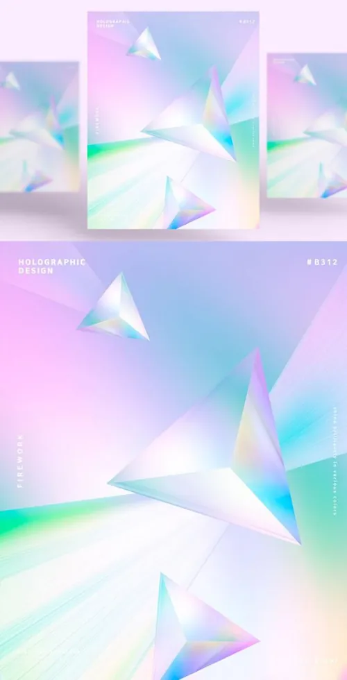 蒸汽波三角体渐变炫酷海报PSD模板Steam wave tapered Poster