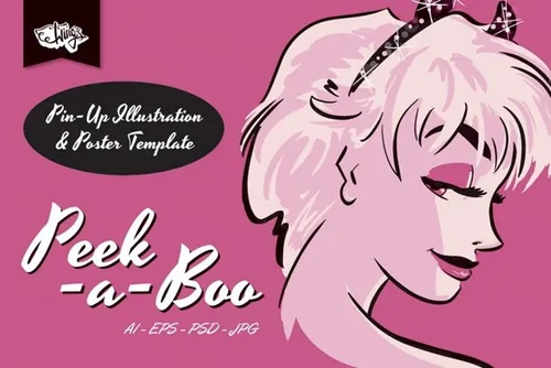 性感女郎文胸内衣主题手绘插图素材 Burlesque-Pos