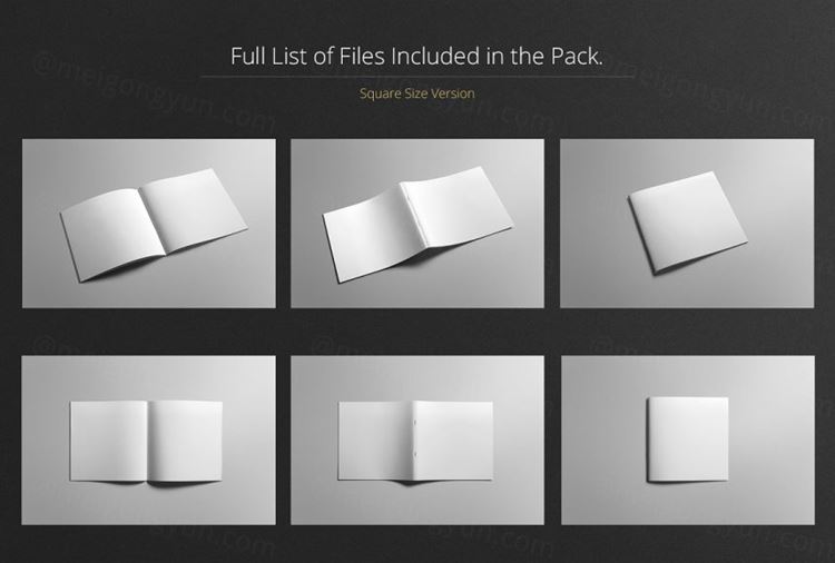 方形画册样机模板 Square Brochure Mock-Up