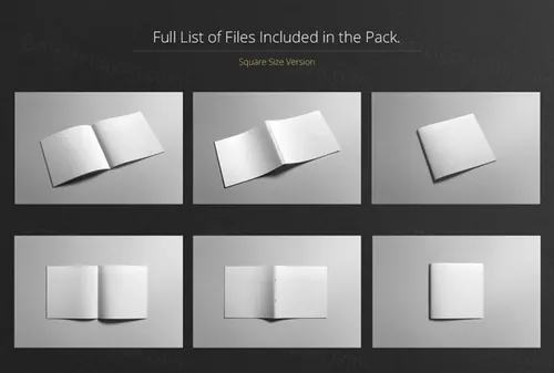 方形画册样机模板 Square Brochure Mock-Up