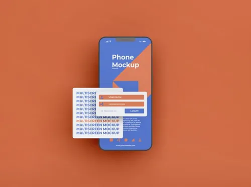 高质量手机多屏卡片式界面UI展示APP设计提案样机PSD模板素材
