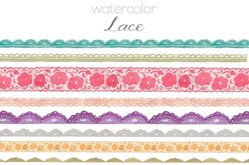 手绘水彩蕾丝艺术图像 Watercolor Lace Cli