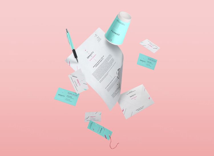 文具品牌VI提案贴图样机PSD模板Gravity Stationery Branding