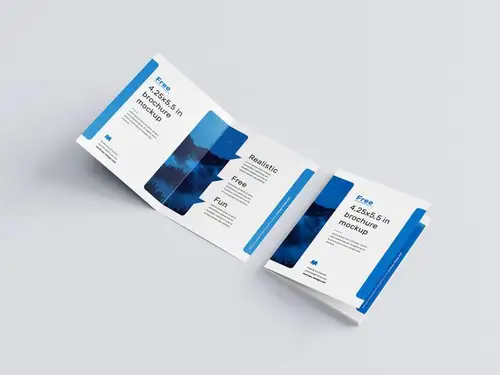 双折页宣传小册子传单设计提案样机PSD模板 Bifold Brochure Mockup