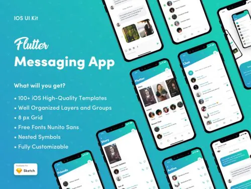 聊天移动APP程序UI界面工具包 Flutter Messaging App U