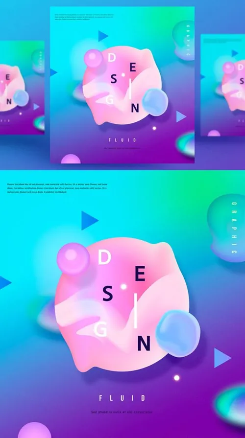 彩色创意时尚艺术流动渐变抽象空间海报高清背景PSD设计素材