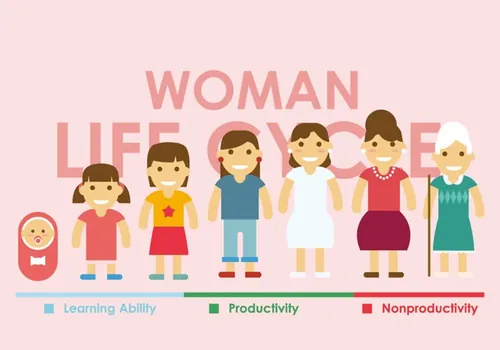 女人的一生矢量插图Woman Lifecycle Vector
