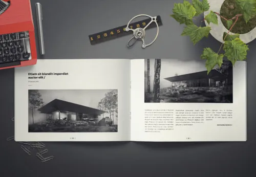 indesign安装-indesign排版模板横向规格房屋建筑杂志手册设计PSD