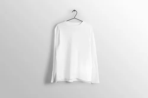 男士圆领长袖T恤设计展示样机提案PSD模板