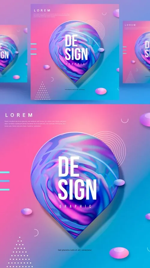 彩色创意时尚艺术流动渐变抽象空间海报高清背景PSD设计素材