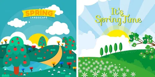 矢量春季春天田园花卉插画元素Field flower vec