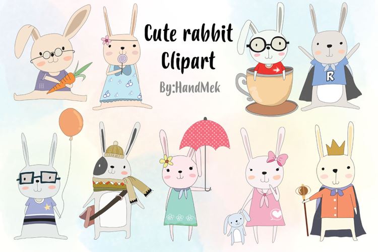 可爱兔子剪贴画超清PNG免抠素材合辑 Cute rabbit Clipart