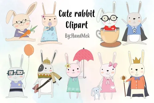 可爱兔子剪贴画超清PNG免抠素材合辑 Cute rabbit Clipart