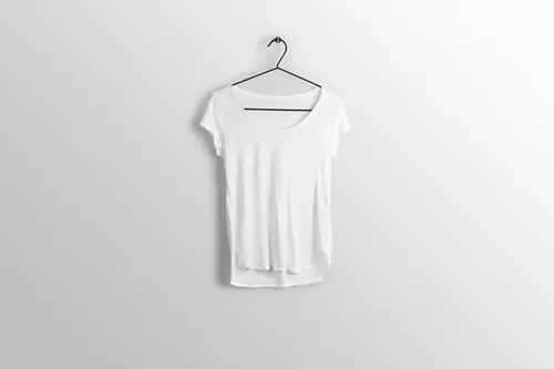 女士圆领修身短袖T恤设计展示样机提案PSD模板 Wide neck female t-shirt