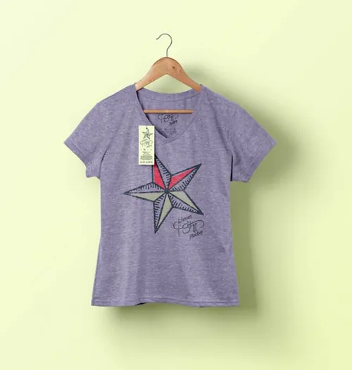 女士V领 psd T恤样机 Woman Psd Marl T-shirt Mockup Vol1