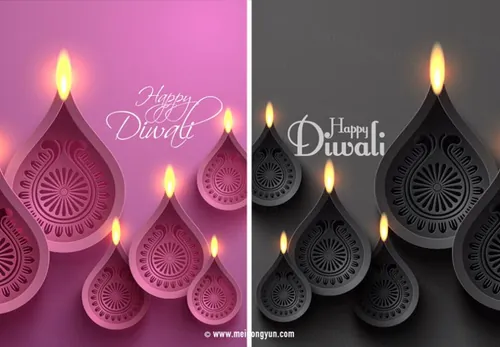 排灯节剪纸风格矢量元素 Diwali Vector
