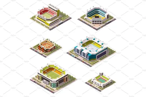 矢量等距竞技场图标Vector isometric stadiums set