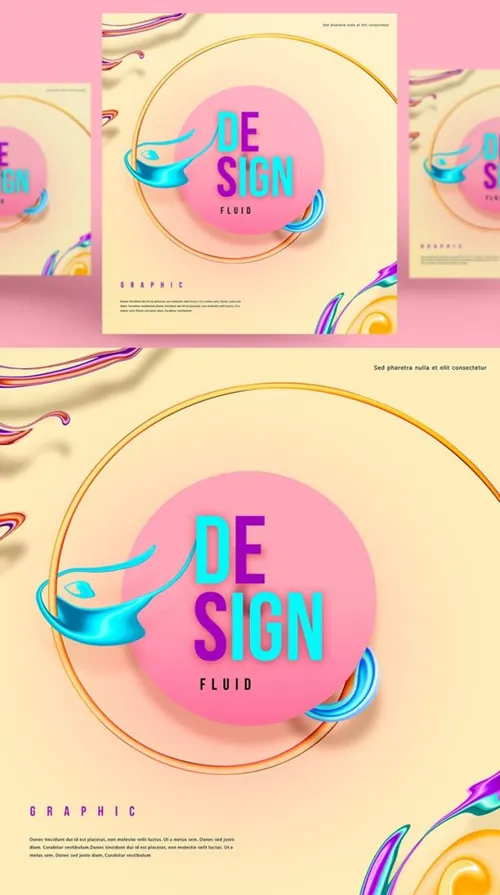 彩色创意时尚艺术流动渐变抽象空间海报高清背景PSD设计素材