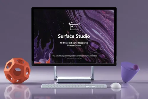 超级主流桌面移动设备样机系列 Psd Surface Studio Mockup Showcase