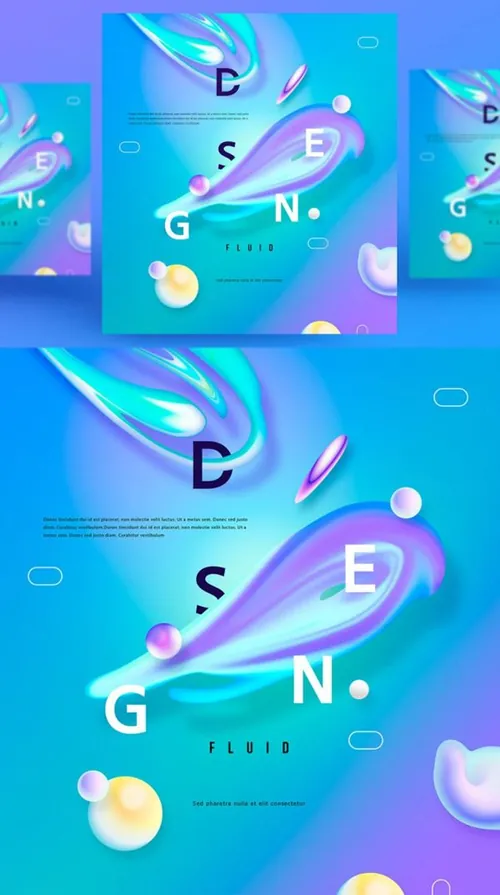 彩色创意时尚艺术流动渐变抽象空间海报高清背景PSD设计素材