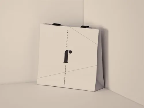 标准购物纸袋设计图样机 Square Shopping Bag Mockup PSD