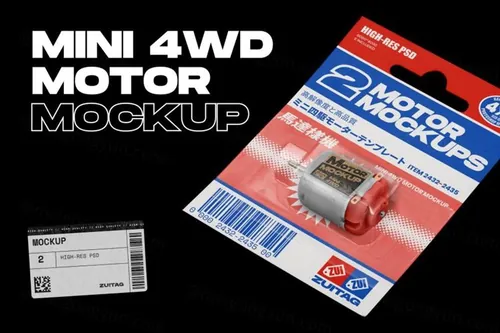 迷你电动小马达塑料包装设计贴图展示样机模板 MINI 4WD MOTOR MOCKUP